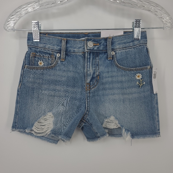 4/$25 Old Navy Extra High Waisted Daisy Embroidered Cut Off Denim Jean Size 7